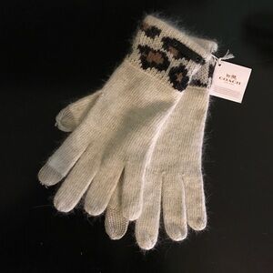 Coach Cream and Black Knit Gloves